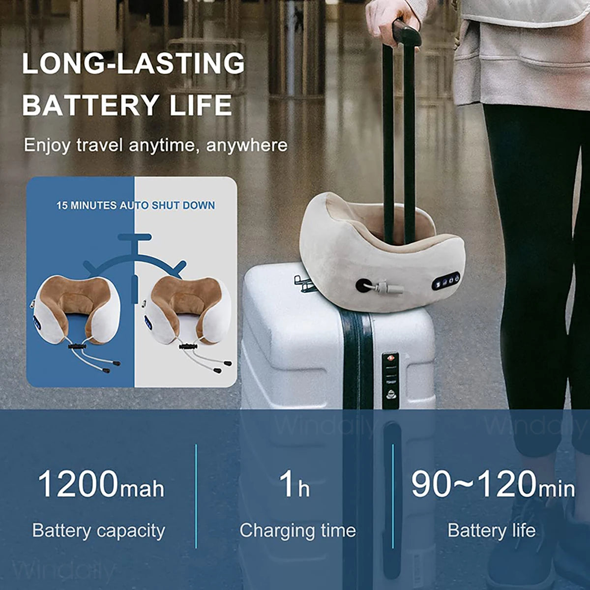 Portable U-Shape Neck Pillow Massage Machine Heat Vibrater Shoulder Neck Muscle Relax Electric Massager Instrument USB Charging