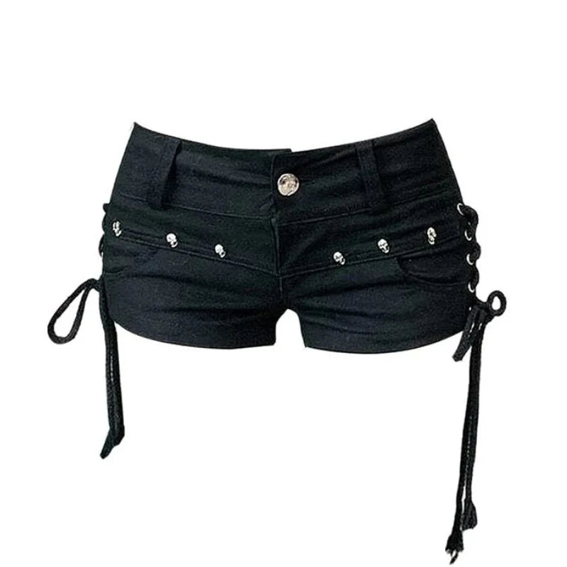 Hot Girl Low Waist Denim Super Short Shorts Women Summer New American Deep Blue High Street Bodycon A- Line Hot Pants