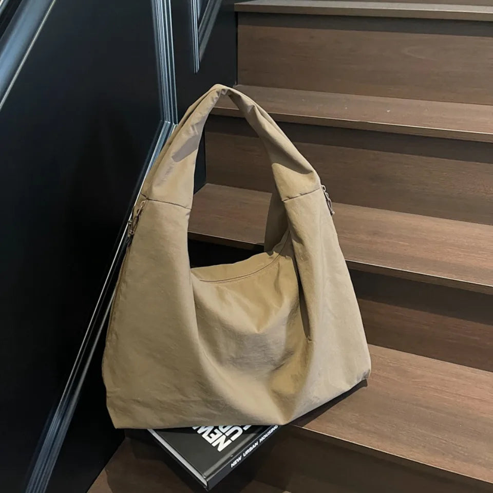 Japanese Fashion Casual Nylon Tote Bag Women 2025 New Style Trend All-match Large Capacity Underarm Bag Commuter Shoulder Bag