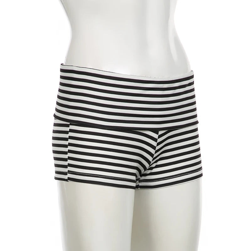 Darlingaga Casual Stripe Tierred Bodycon Summer Shorts Women Korean Style Homewear Hottie Shorts Pants Basic Cute Sporty Outfits