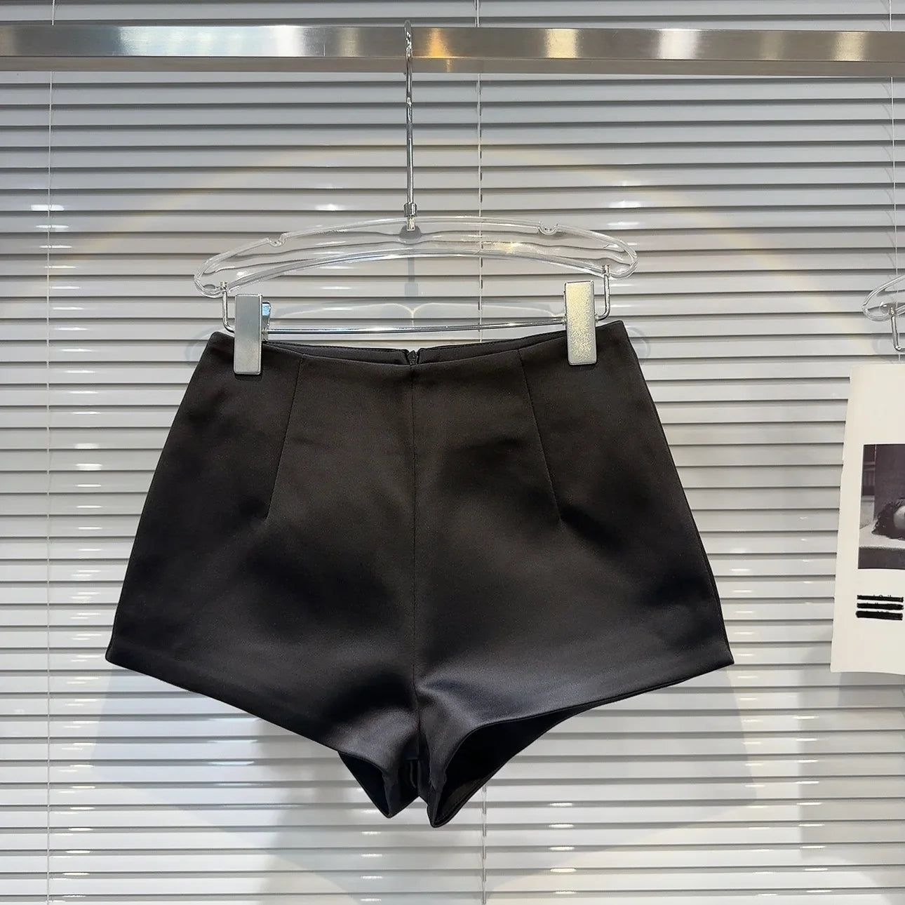 Korean Style Simple High-Waisted A- Line Casual Pants 2024 Spring Versatile Slimming Base Shorts Satin Three-Quarter Length Trou