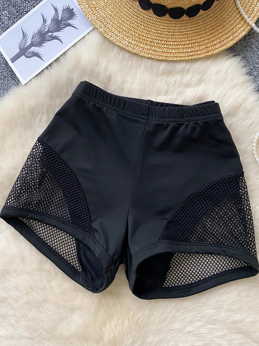 Foamlina Women's Casual Sweatpants Girl's Summer New Sexy Tight Hip Pants Pure Lust Black Grid Patchwork Y2K Street Shorts