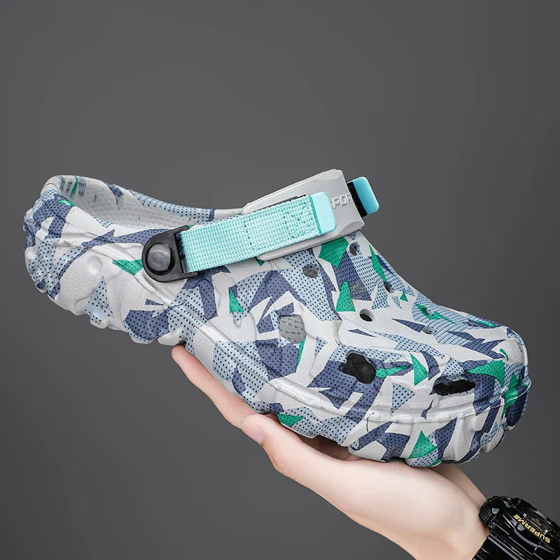 Summer Outdoor Beach Sandals Men Clogs Shoes Men Slippers Camouflage Platform Aqua Shoes Soft EVA Indoor Home Slides Flip Flops