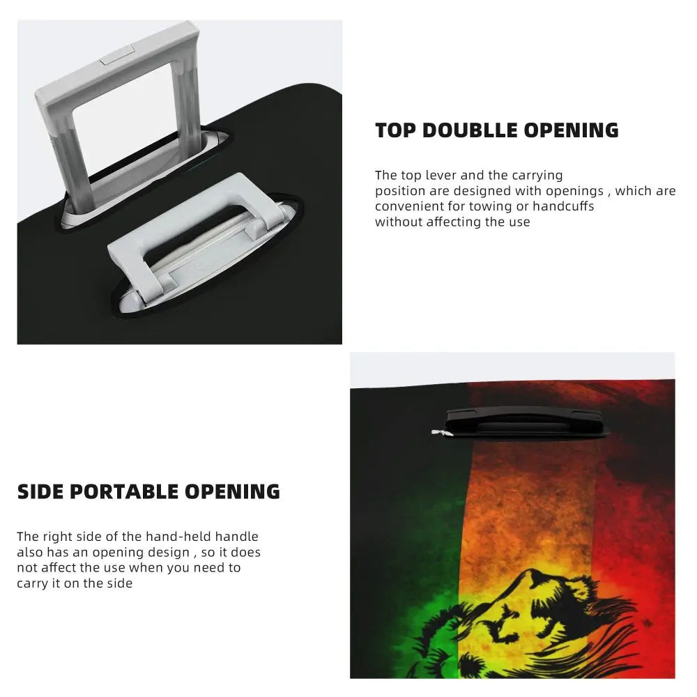 Custom Cute Jamaica Rasta Judah Lion Rastafari Flag Luggage Cover Protector Dust Proof Travel Suitcase Covers