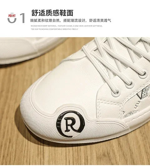 European Station Leather Fashion Men's Sneakers Men Shoes Man Embossed All Fashion Leather Red Casual Shoes for Men Men Shoes