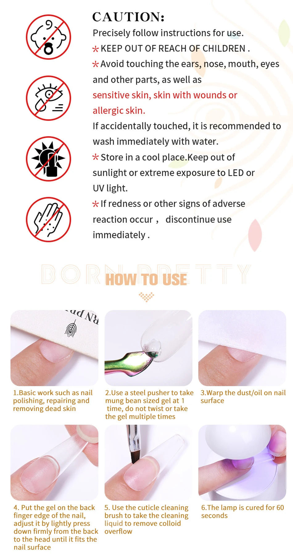 BORN PRETTY 5ml Solid Nail Tips Gel Nail Polish False Fake Nail Tips Transparent Clear Nail Patch Gel Modelling Easy Stick