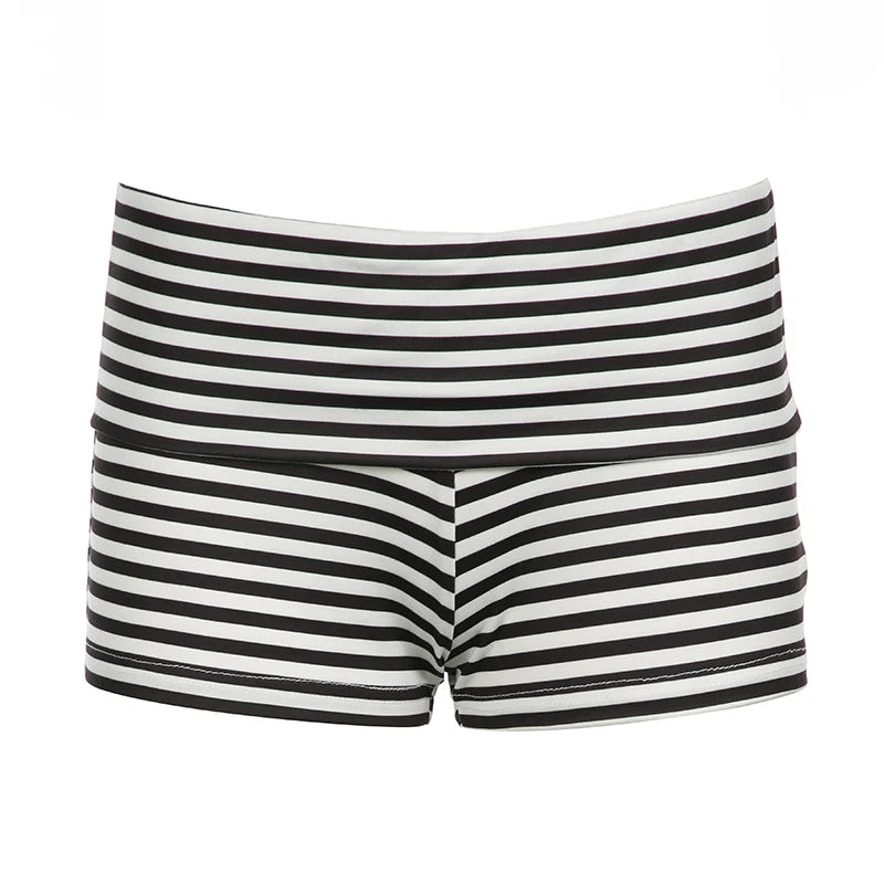 Darlingaga Casual Stripe Tierred Bodycon Summer Shorts Women Korean Style Homewear Hottie Shorts Pants Basic Cute Sporty Outfits