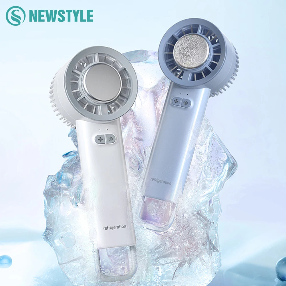 Portable Ice Compress Mini Fan with Hook 3-speed Wind Adjustable USB Rechargeable High-speed Handheld Turbo Fan 3S Fast Cooling