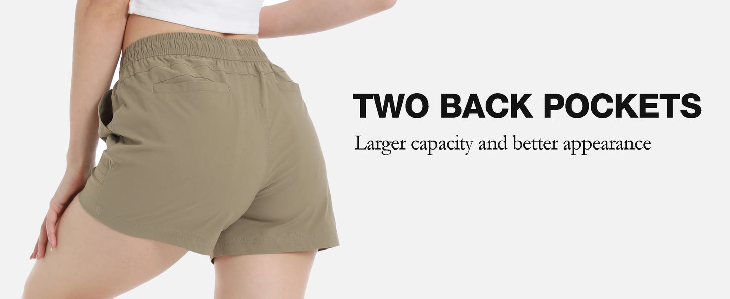 TACVASEN Quick Dry Hiking Cargo Shorts Womens Summer Outdoor Athletic Short Pants Elastic Waist Drawstring 4 Pockets Gym Shorts