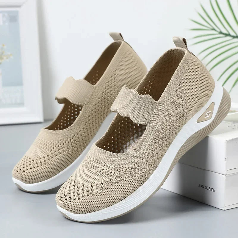 Women Lightweight Breathable Mesh Sneakers Spring Summer Slip On Casual Sports Shoes Woman Plus Size Comfort Non Slip Flat Shoes