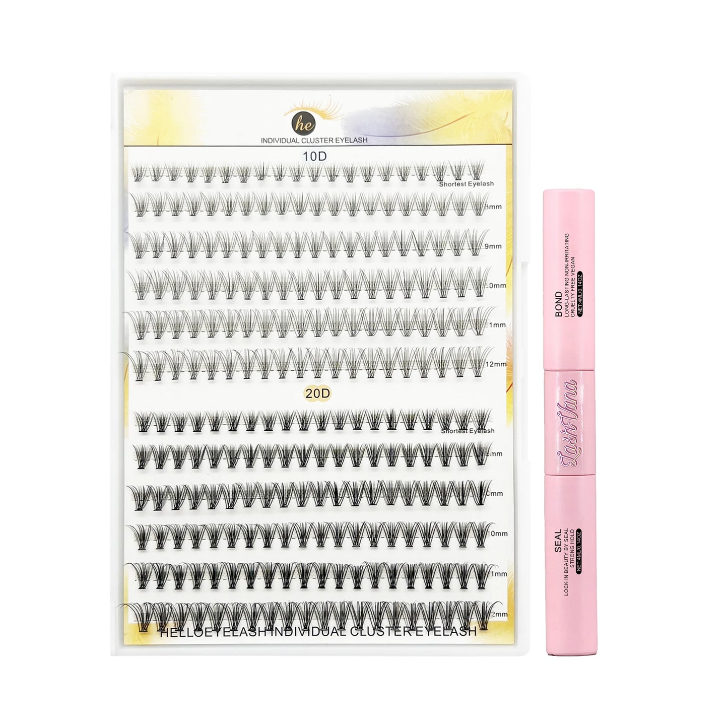 Eyelashes 240PCS Clusters Lash Bond and Seal Makeup Tools DIY Lashes Extension Kit for Lashes Tweezers Waterproof  Eyelashes Set