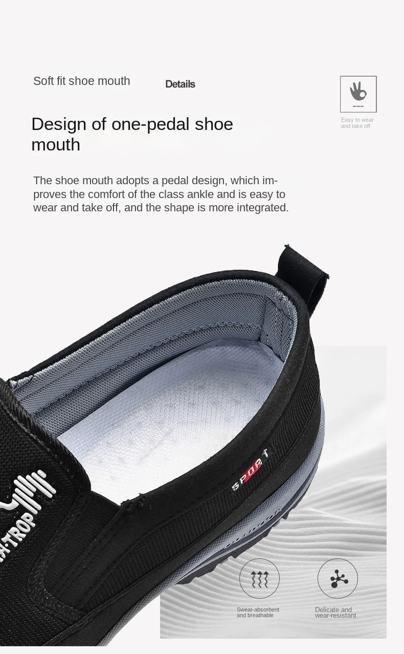 Men's Casual Loafers, Sneakers, Mesh Breathable Retro Driving Shoes, Slip-on Vulcanized Soft Soles, Non-slip Solid Color Shoes