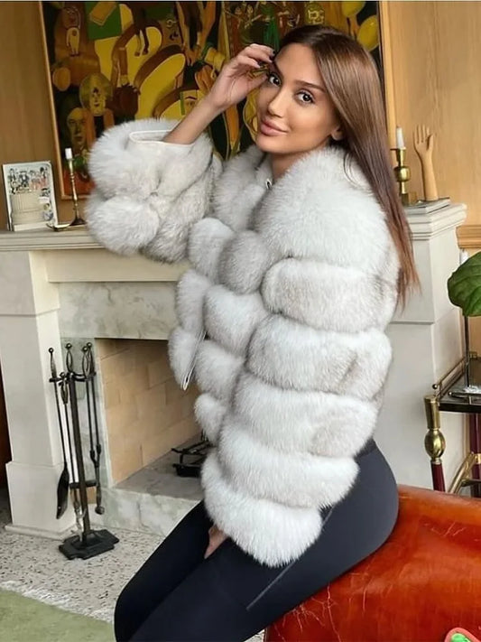 Fur Faux Jacket Women Coat Elegant Round Neck Long Sleeve Furry Female Coats 2024 Winter Fashion Lady Warm Solid Streetwears