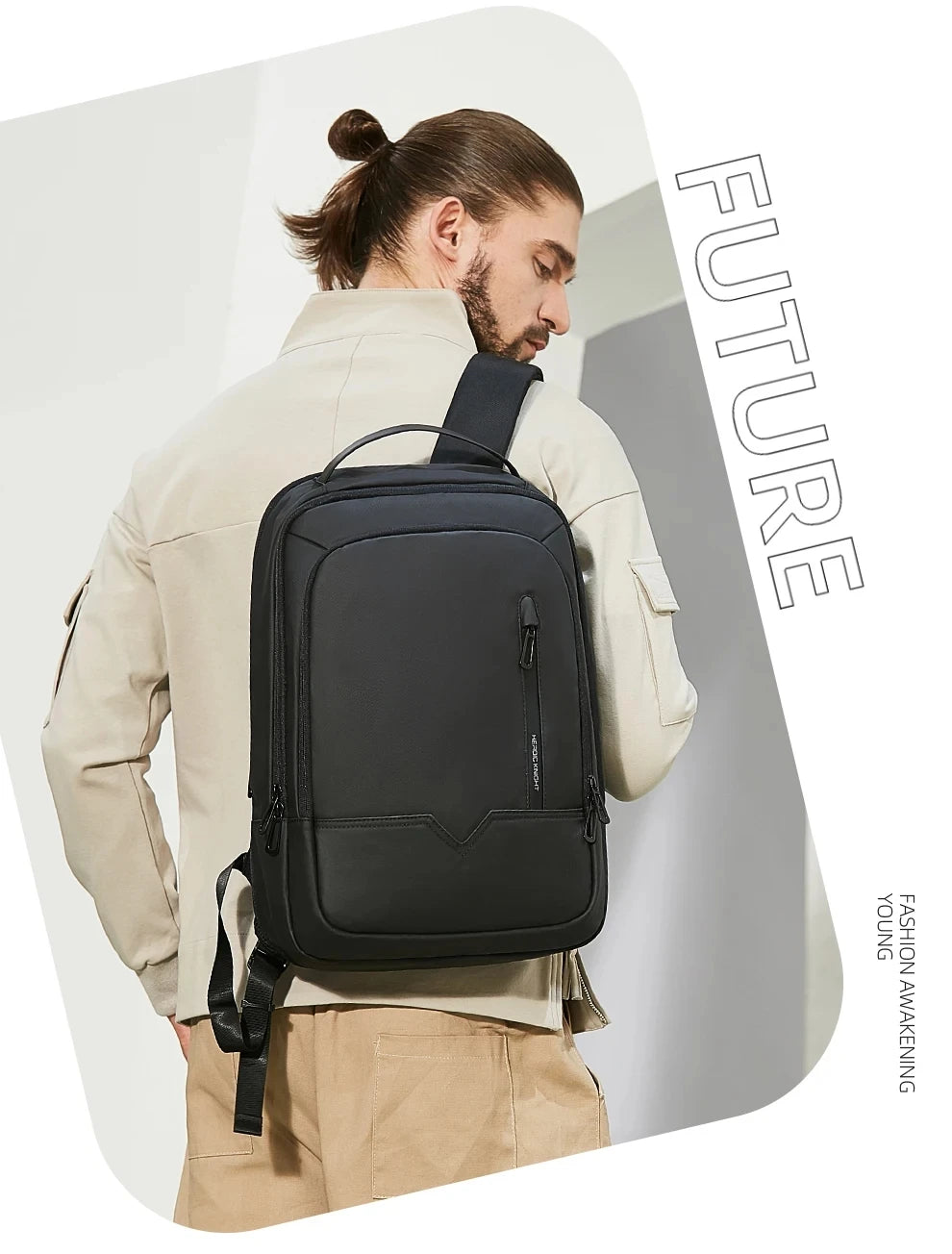 HK Expandable Men's Backpack Waterproof Travel Backpack Lightweight 15.6'' Laptop Bag With USB Port Fashion College School Bags