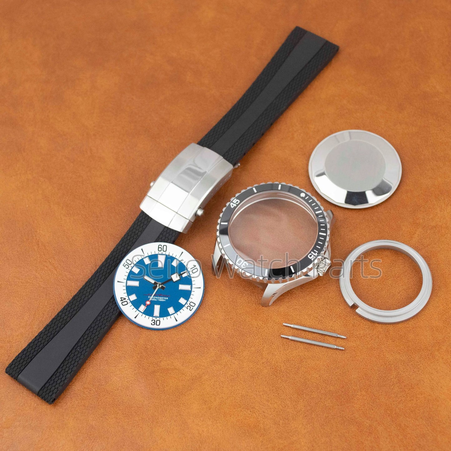 for SUPEROCEAN NH35 Case Rubber Strap Dial Hands 200m Dive Watch Men Stainless Steel Sapphire Crystal fit for NH35 NH36 Movement