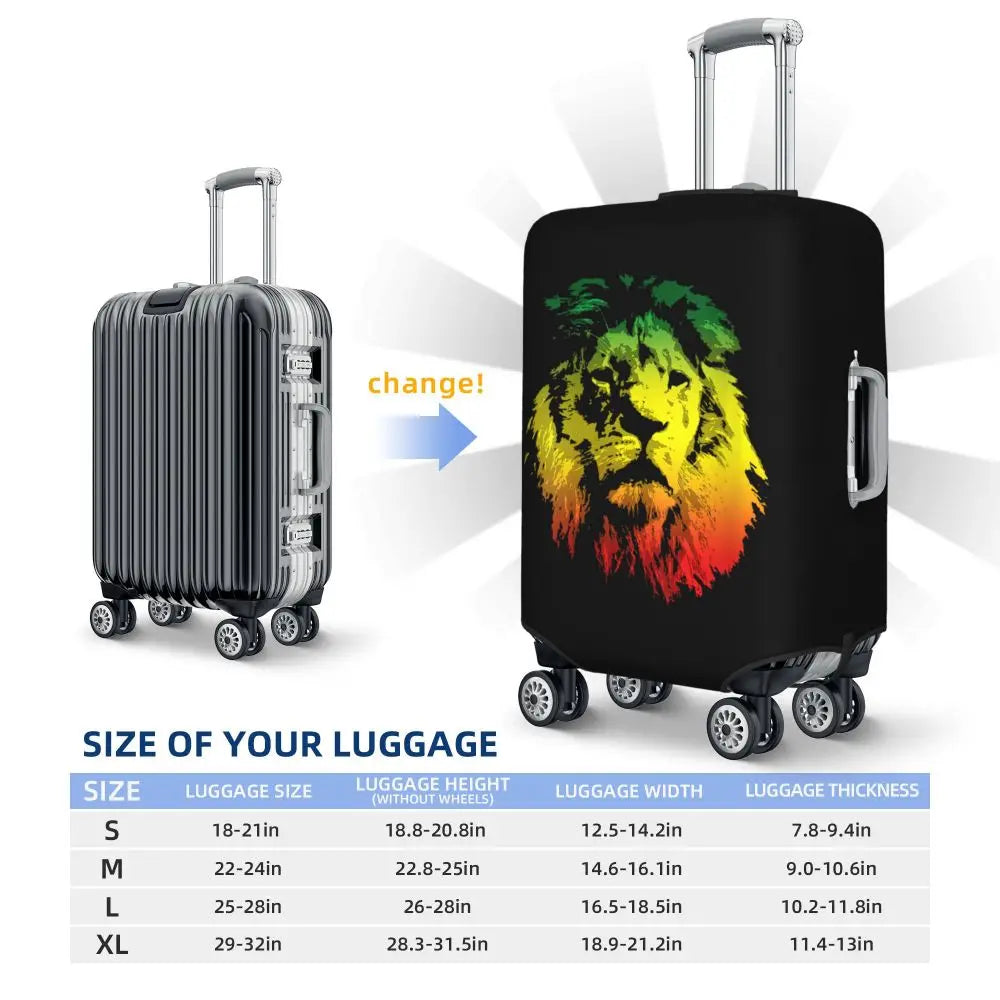 Custom Cute Jamaica Rasta Judah Lion Rastafari Flag Luggage Cover Protector Dust Proof Travel Suitcase Covers