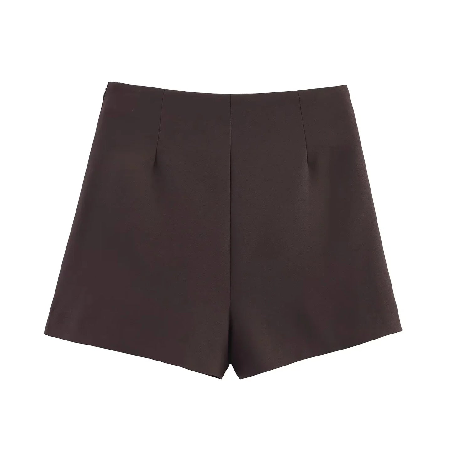 TRAFZA Casual Chic Butter Yellow Women Shorts Skirt Solid Zipper Shorts Skirt Fashion 2025 Spring Summer Elegant Holiday Shorts