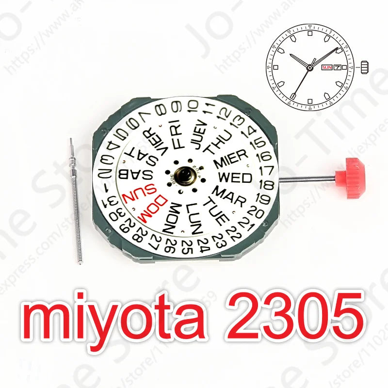 Miyota 2305 Standard Quartz Movement Day-Date Display Japan Origin Spain And English 2305-20A