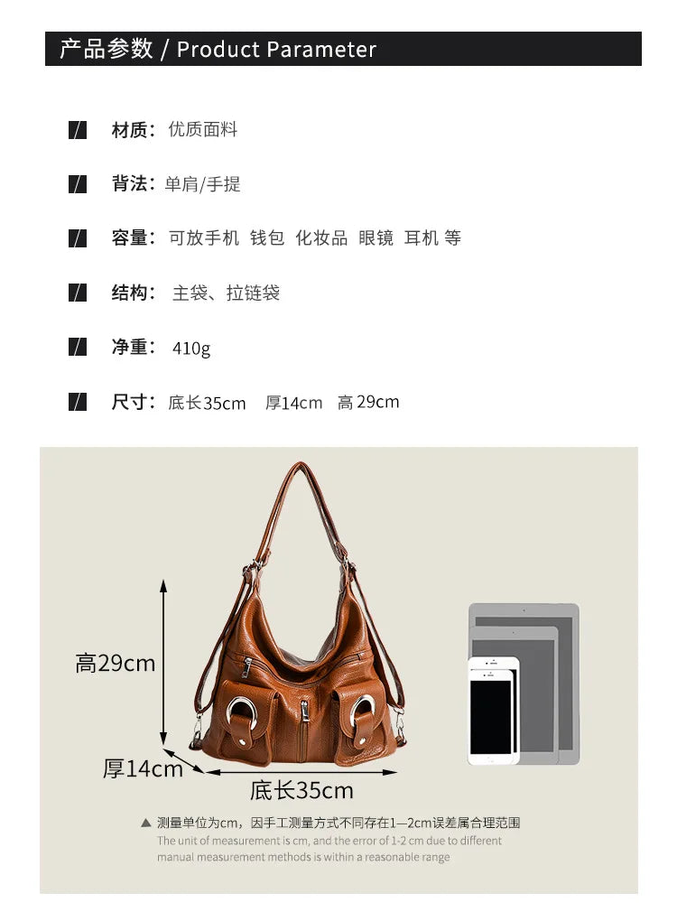 Large Capacity Convertible Women's Shoulder Crossbody Bag Multifunctional Travel Purses and Handbag Backpack Student Backpack