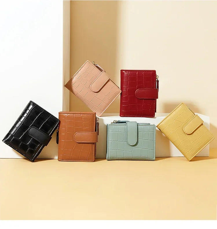 New PU Leather Design Mini Standard Purses for Women Fashion Stone Pattern Small Wallets Coin Pures Ladies Popular Card Holder