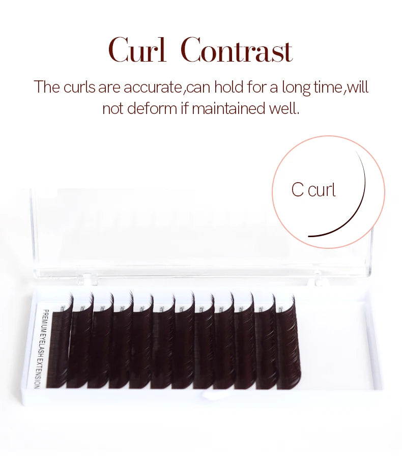 H&L SINCE 1990 12 Rows Dark Brown Individual False Eyelashes Fake Lashes Eyelashes Extensions Supplies Makeup Tools