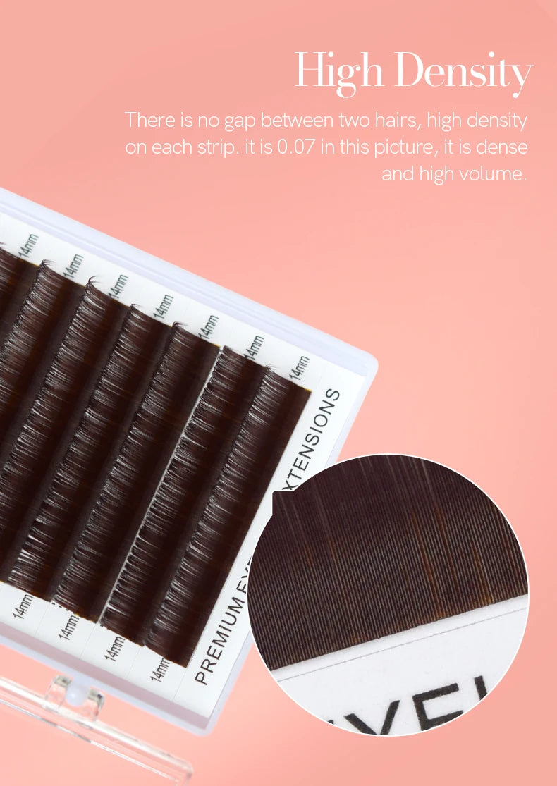 H&L SINCE 1990 12 Rows Dark Brown Individual False Eyelashes Fake Lashes Eyelashes Extensions Supplies Makeup Tools