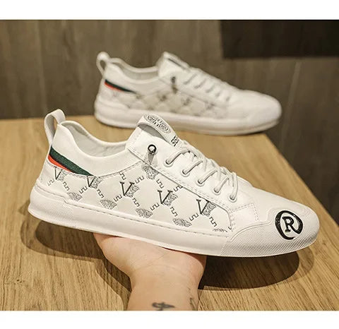 European Station Leather Fashion Men's Sneakers Men Shoes Man Embossed All Fashion Leather Red Casual Shoes for Men Men Shoes