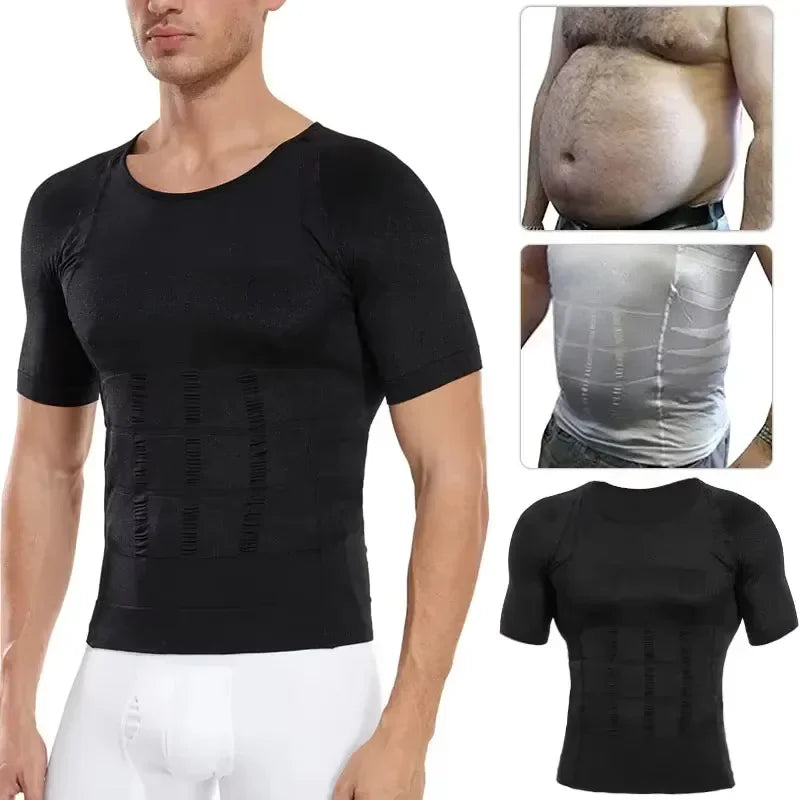 Men Body Toning T-Shirt Body Shaper Corrective Slimming Posture Belly Fat Control Compression Slim Corset Man Modeling Underwear