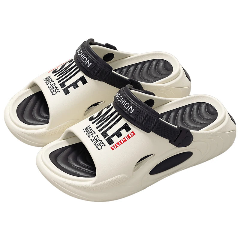Summer Men Thick Bottom Hole Shoes Beach EVA Platform Slippers Fashion Comfortable Non-Slip Sandals Indoor Outdoor Men Slides