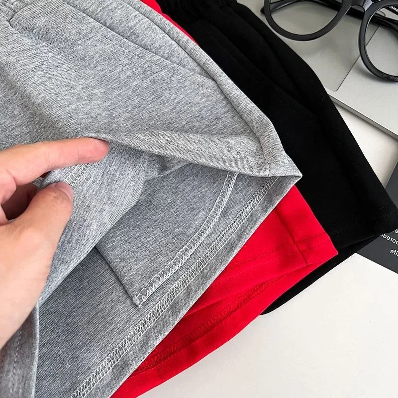 High Waist Drawstring Elastic Shorts Casual Sports Hot Pants Women's Summer New Letter Print Slimming Fake Two-Piece Pants