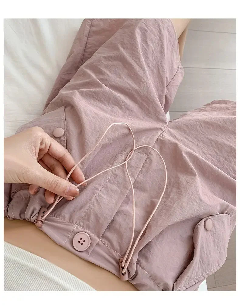 Working Shorts for Women in Summer Thin New Style Khaki A-line Casual Loose Wide-leg Sports Five-point Pants