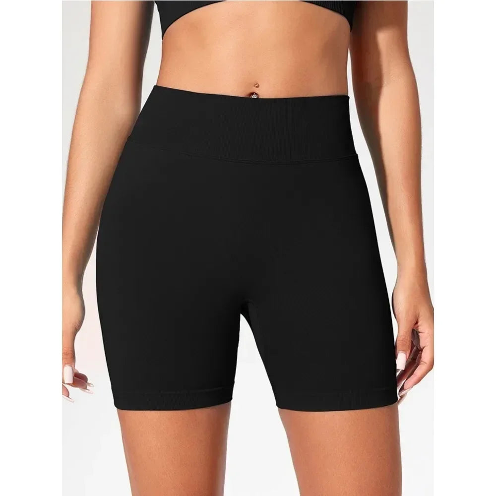 Gym Women's Summer Yoga Shorts High Waist and Hip Lifting Tight and Sexy Solid Color Shorts Fitness Yoga Exercise Leggings