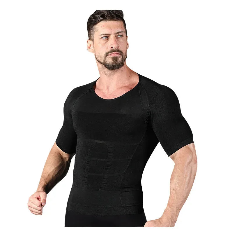 Men Body Toning T-Shirt Body Shaper Corrective Slimming Posture Belly Fat Control Compression Slim Corset Man Modeling Underwear