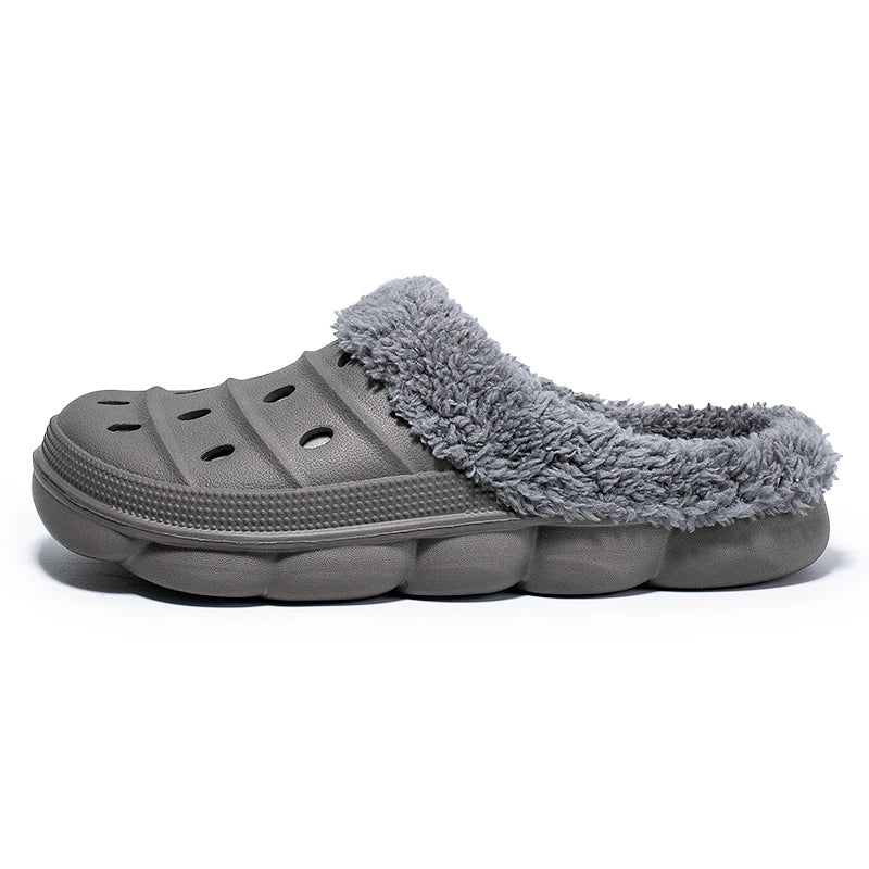 Waterproof cotton slippers for men winter 2024 new cashmere thickened warm waterproof non-slip indoor shoes