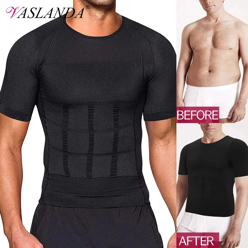 Men Body Toning T-Shirt Body Shaper Corrective Slimming Posture Belly Fat Control Compression Slim Corset Man Modeling Underwear