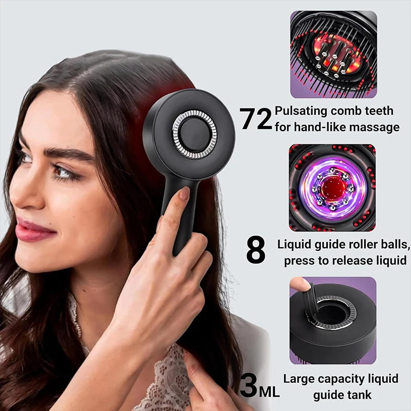 Electric Head Massage Comb Head Vibration Massager Portable Hair Follicle Comb Scalp Oil Liquid Applicator Hair Growth Anti Loss
