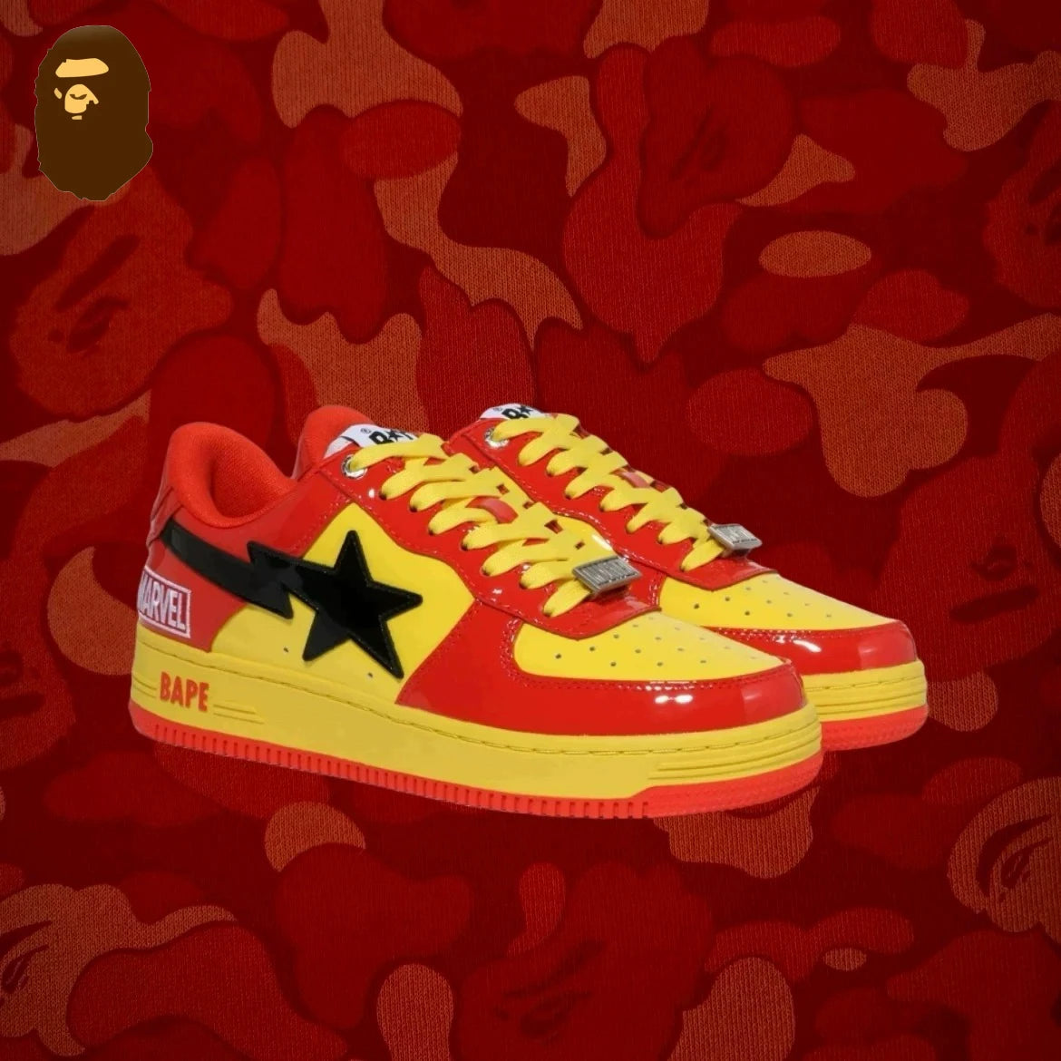 A BATHING APE Bape Sta X Marvel Hero Collection Co Branded Niche Street Vibe Fashion Casual Board Shoes Trend Shoes