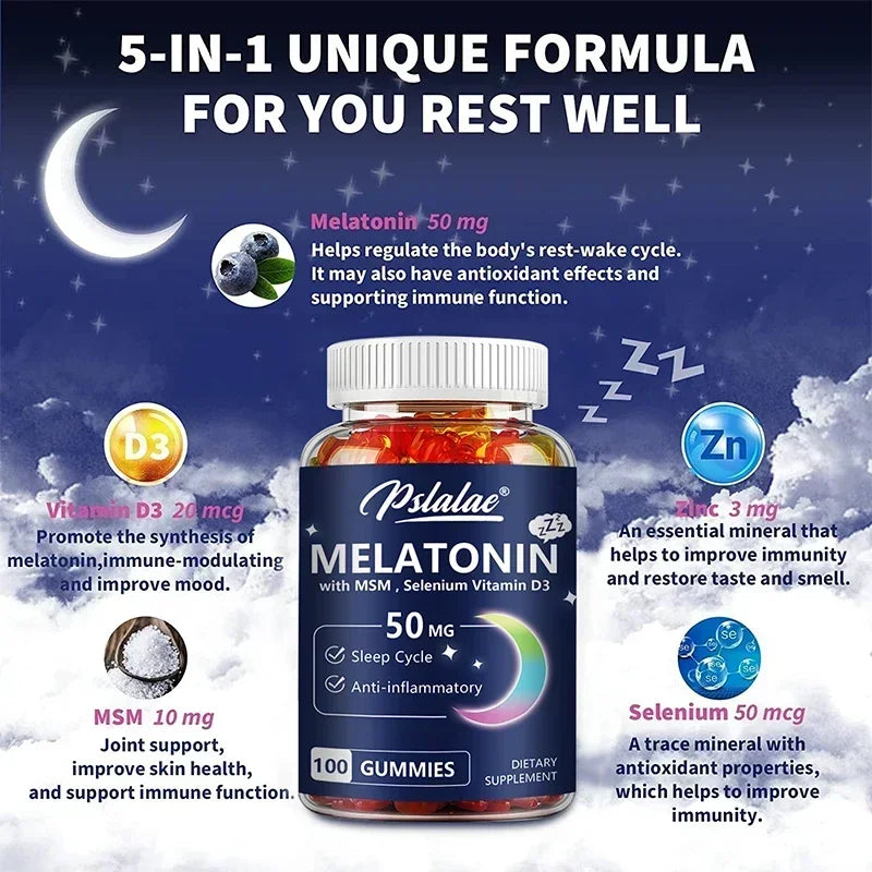 Melatonin Gummies - Helps You Fall Asleep Faster, Improve Sleep Quality, Quick Dissolution, Regulate Biological Clock