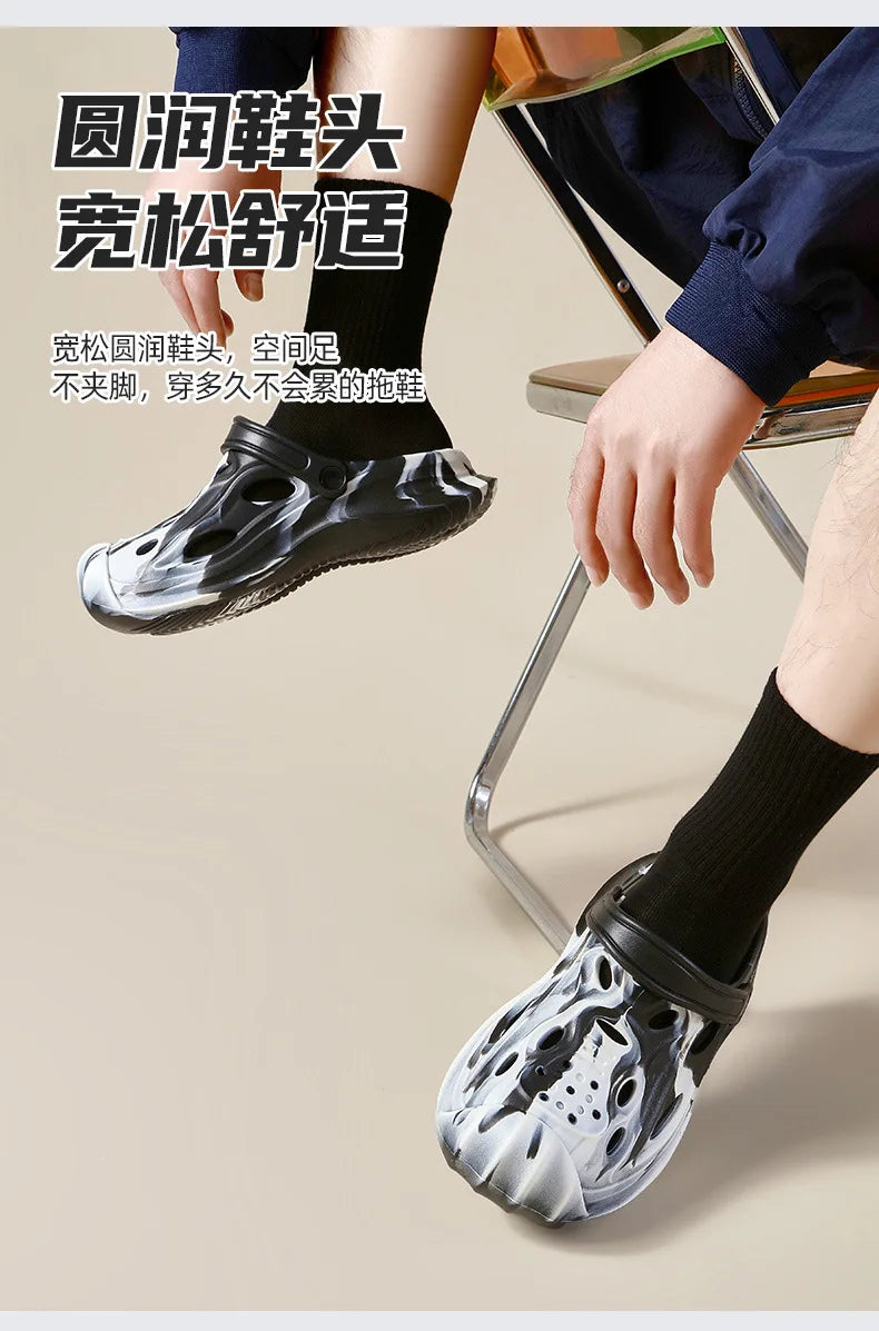 Comwarm Men's Summer Clogs Slippers New Fashion Camouflage Garden Sandals Outdoor Classic Beach Slippers Soft EVA House Slides