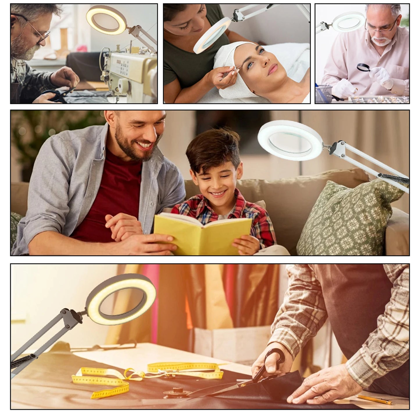 72LED 8X/10X NEW Illuminated Magnifier USB 3 Colors LED Magnifying Glass For Skincare Beauty/Table Lamp/Soldering Iron Repair