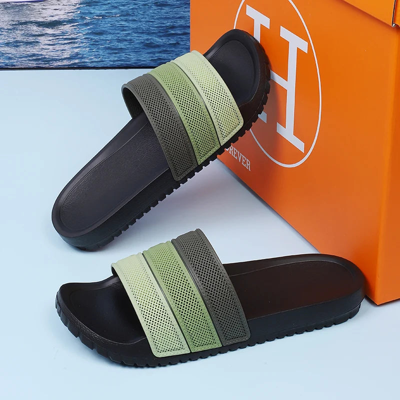 Summer Men Slippers Gradient Design Sandals Outdoor Clogs Soft Beach Slippers Comfortable Casual Indoor Home Shoe For Male 38-47