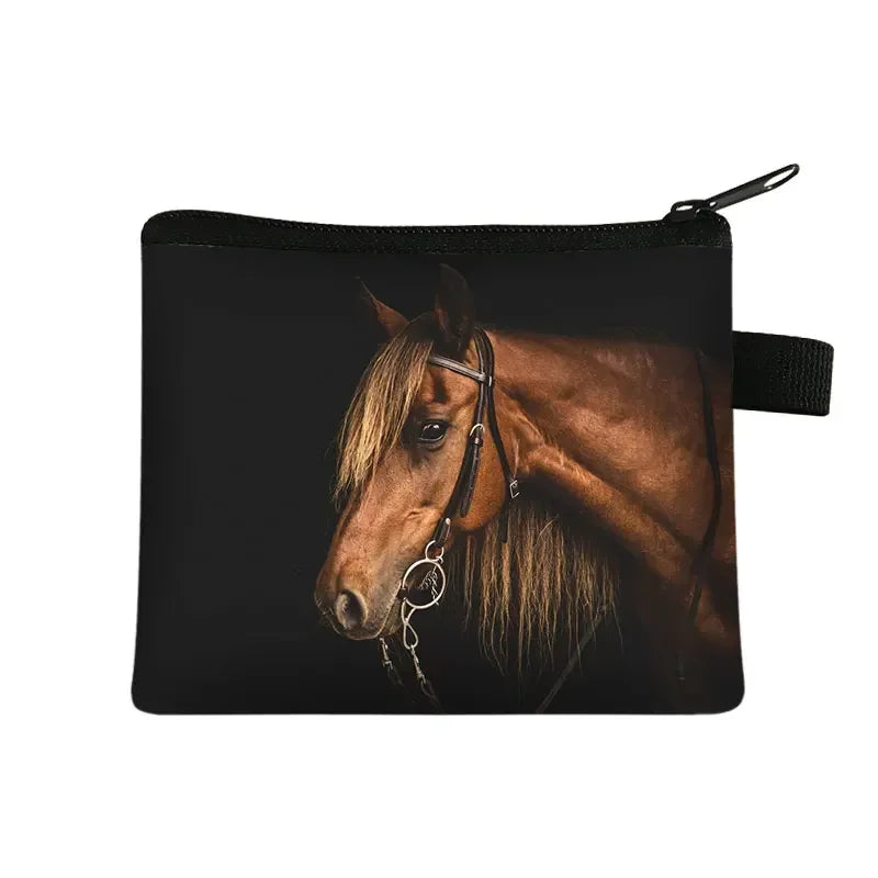 Galloping Horse 3D Printing Coin Purse Ladies Shopping Portable Silver Coin Bag Travel Mini Credit Card ID Card Bag Gift