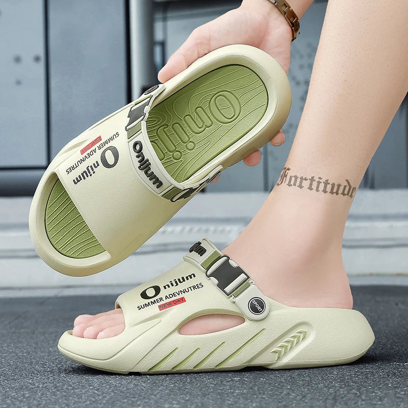 New Men's Slippers Outdoor Sandals Beach Comfortable Soft Slides Indoor Slippers Casual Shoes Men Outdoor Sandals Big Size 46 47