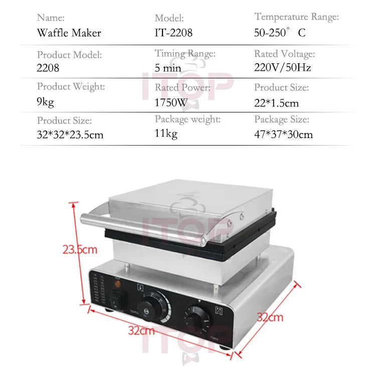 ITOP 2208 Electric Waffle Maker Pine Tree Mould Waffle Pancake Maker Waffle Stick Machine Iron Cast Non Stick Pan 110V 220V