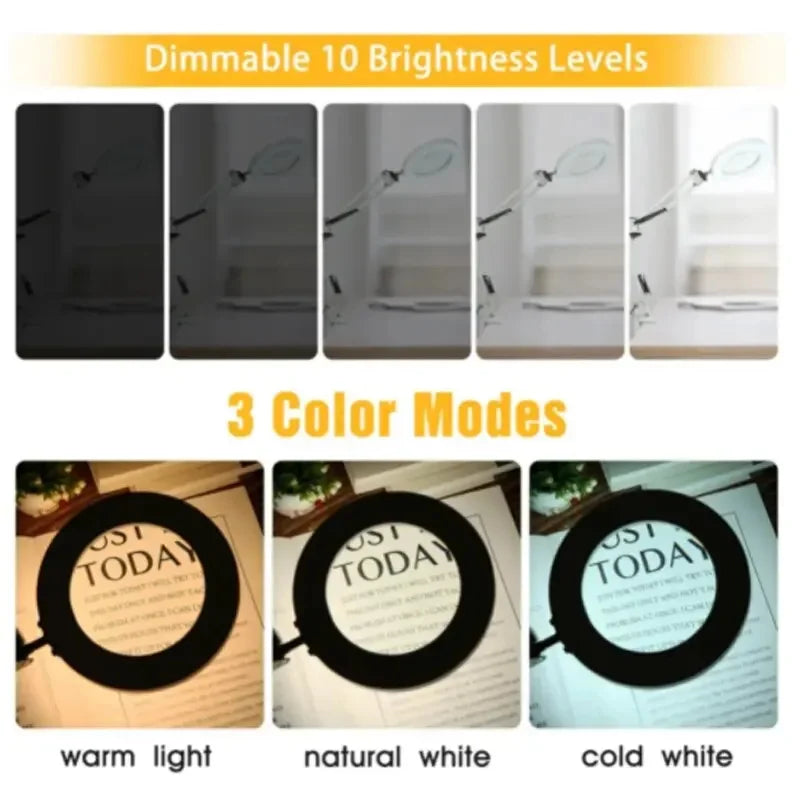 72LED 8X/10X NEW Illuminated Magnifier USB 3 Colors LED Magnifying Glass For Skincare Beauty/Table Lamp/Soldering Iron Repair