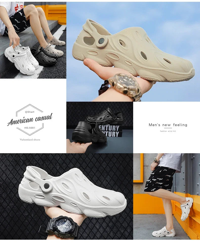 Summer Men Sandals Light EVA Men's Casual Shoes Hole Shoes Clogs Lovers Home Garden Outdoor Male Beach Flat Slippers Big Size 49