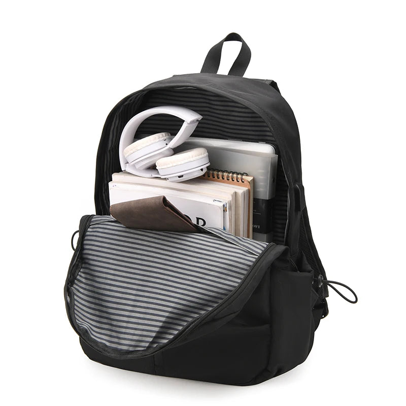 Boys' school backpack, university backpack, waterproof and lightweight black backpack, casual day bag, boys' and girls' backpack