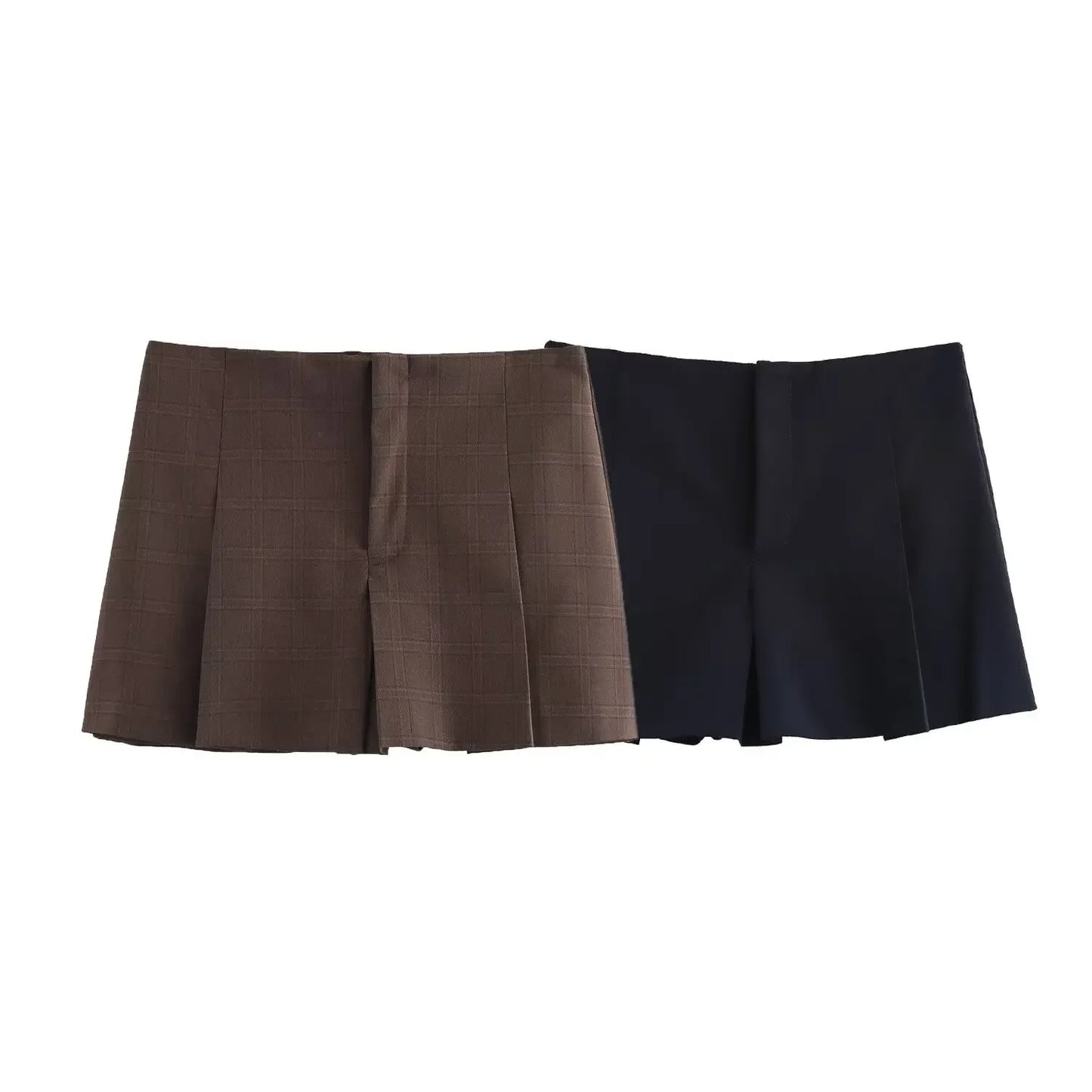 ZRWomen's Fashionable Versatile High-Waisted Slimming Plaid Shorts Skirt New Arrival Spring 2025 Commute Style