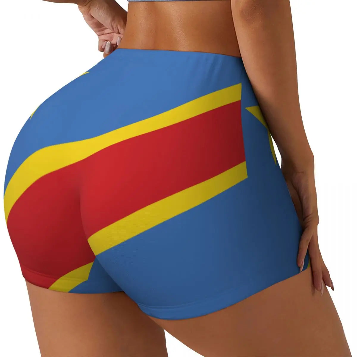 Women's Yoga Shorts Congo Flag Style Scrunch Booty Butt Lifting Comfort Fitness Gym