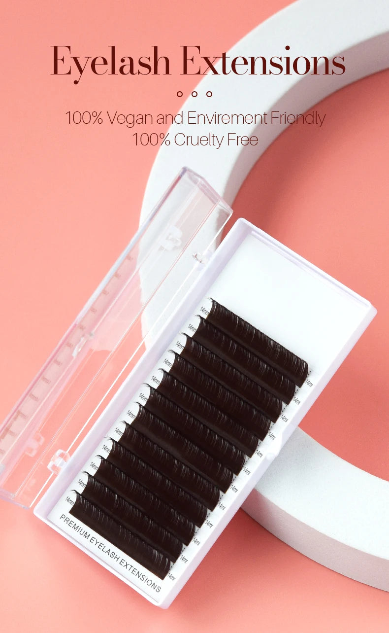H&L SINCE 1990 12 Rows Dark Brown Individual False Eyelashes Fake Lashes Eyelashes Extensions Supplies Makeup Tools